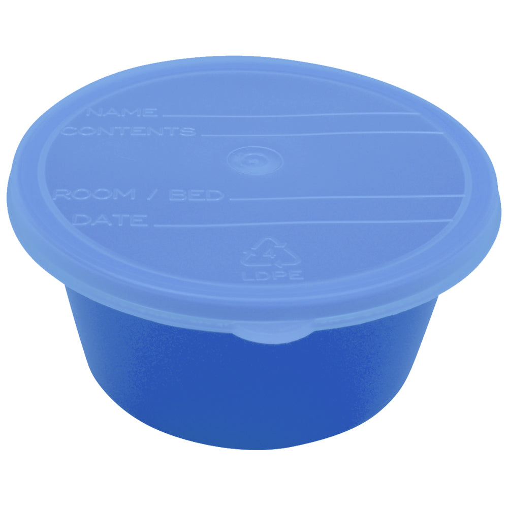 Medical Disposable Denture Bowls Blue with Lids 250ml - 50