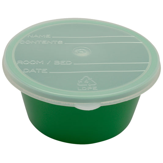 250mL Green Denture Bowls with Lids - 50