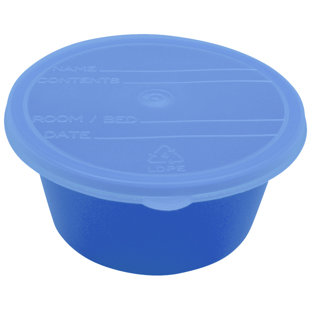 250mL Blue Denture Bowls with Lids - 50